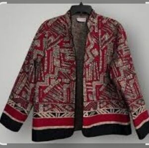 Alfred Dunner Red and Black Patterned Jacket